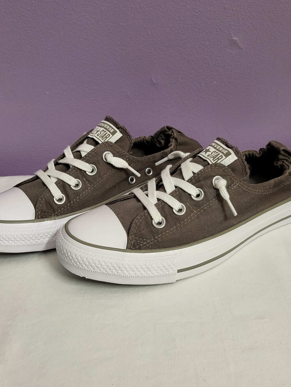 Womens Gray Low Top Elastic Ankle CONVERSE All Star Lace Sneakers Shoes US 10